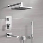Remer TSH74 Chrome Tub and Shower System With Rain Shower Head and Hand Shower